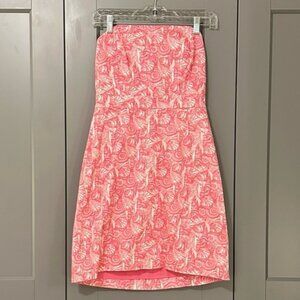 Vineyard Vines Women’s Shells All Over Print Strapless Dress Cotton Stretch Sz 2